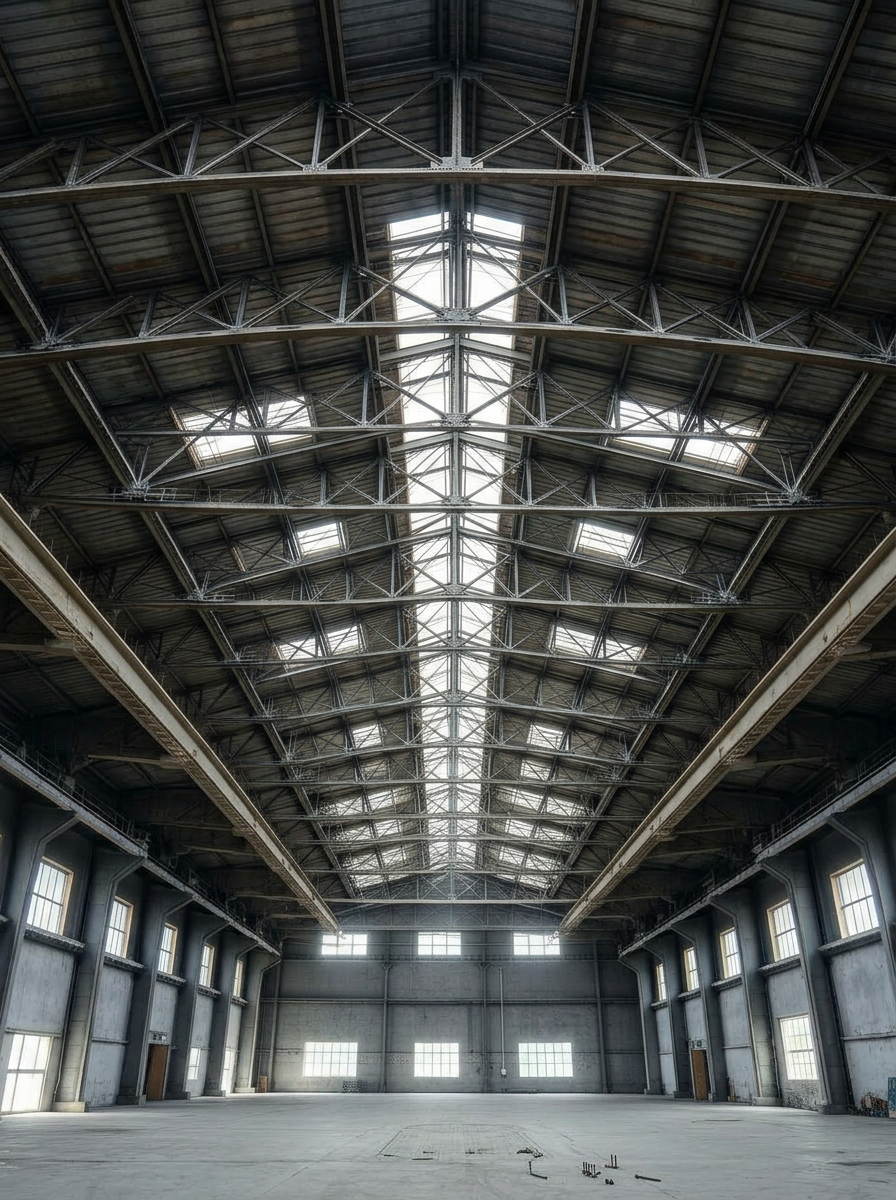 Izolație șarpantă hală industrială înainte de izolație