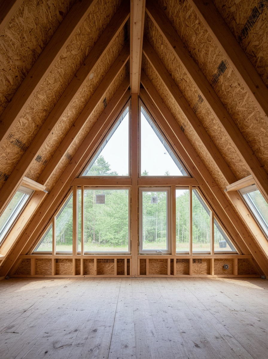 Cabană A-Frame — izolație totală înainte de izolație